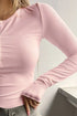 'Elara' Ribbed Half Button Long Sleeve Shirt - Celes Fashion